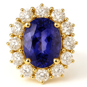 Orecchini - 18 carati Oro giallo - 3.44ct. tw. Tanzanite - Diamante