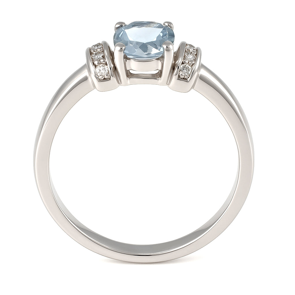 Anello - 18 carati Oro bianco - 1.39ct. tw. Acquamarina - Diamante