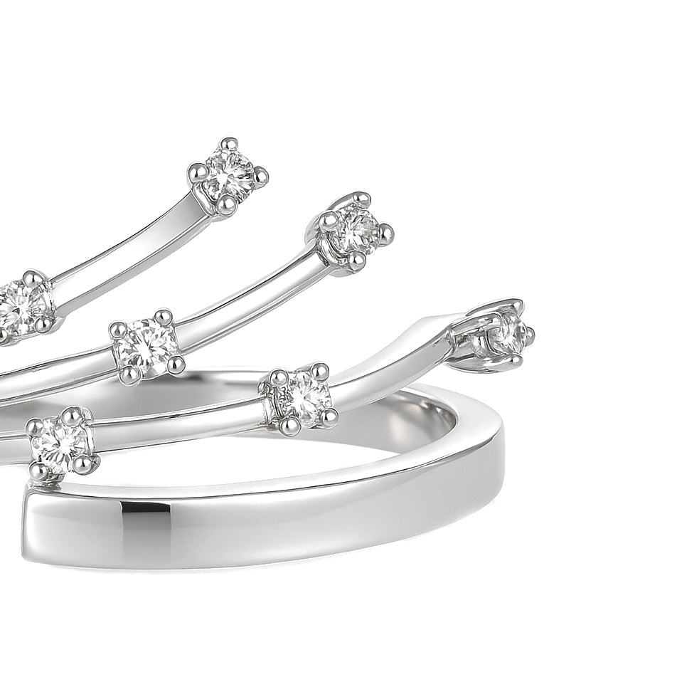 Anello - 18 carati Oro bianco - 0.18ct. tw. Diamante (Naturale)