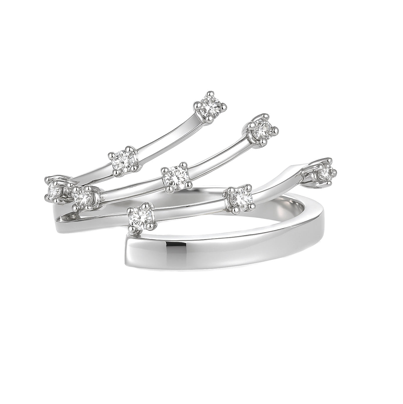 Anello - 18 carati Oro bianco - 0.18ct. tw. Diamante (Naturale)