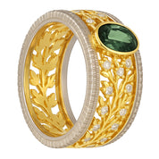 Anello - 18 carati Oro bianco, Oro giallo - 0.54ct. tw. Zaffiro - Diamante