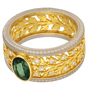 Anello - 18 carati Oro bianco, Oro giallo - 0.54ct. tw. Zaffiro - Diamante