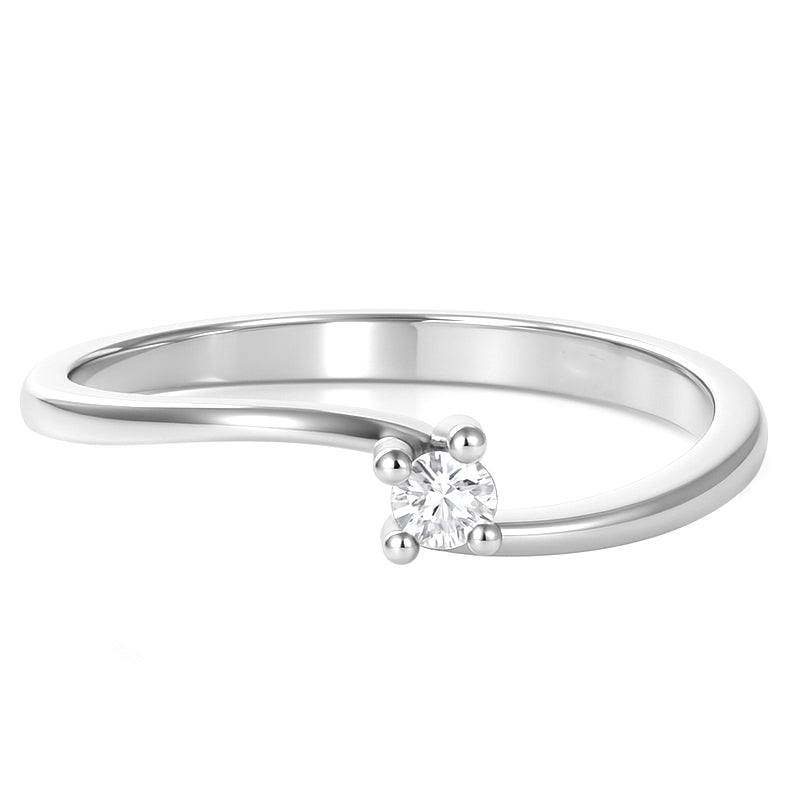 Anello - 18 carati Oro bianco - 0.06ct. tw. Diamante (Naturale)