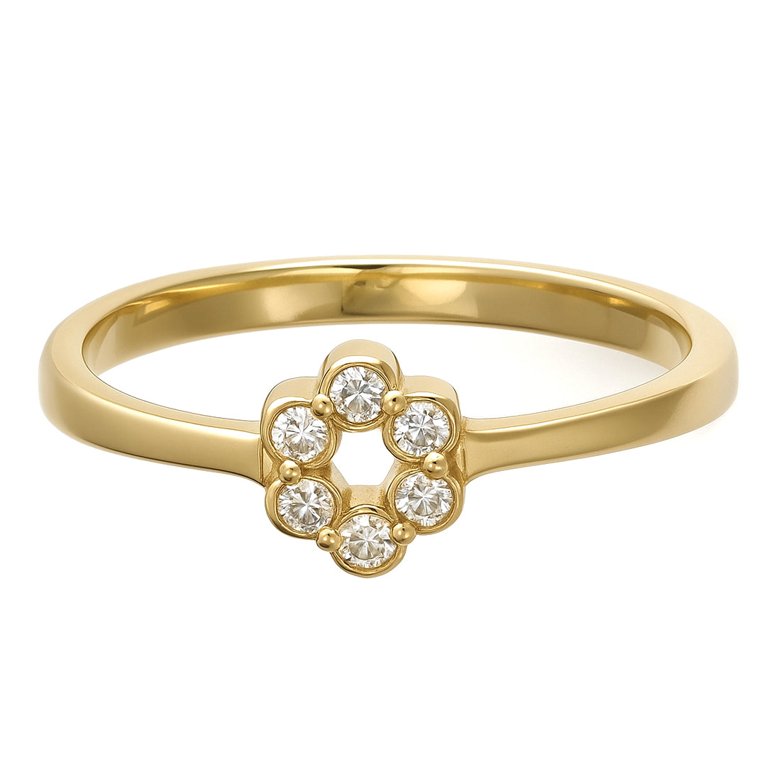 Anello - 18 carati Oro giallo - 0.03ct. tw. Diamante (Naturale)