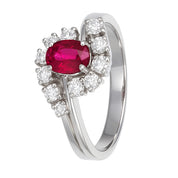 Anello - 18 carati Oro bianco - 0.88ct. tw. Rubino - Diamante