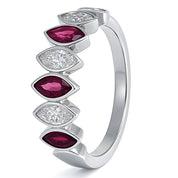 Anello - 18 carati Oro bianco - 1.10ct. tw. Rubino - Diamante