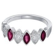 Anello - 18 carati Oro bianco - 1.10ct. tw. Rubino - Diamante