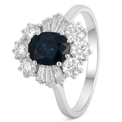 Anello - 18 carati Oro bianco - 2.10ct. tw. Zaffiro - Diamante