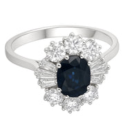 Anello - 18 carati Oro bianco - 2.10ct. tw. Zaffiro - Diamante