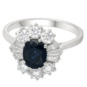 Anello - 18 carati Oro bianco - 2.10ct. tw. Zaffiro - Diamante