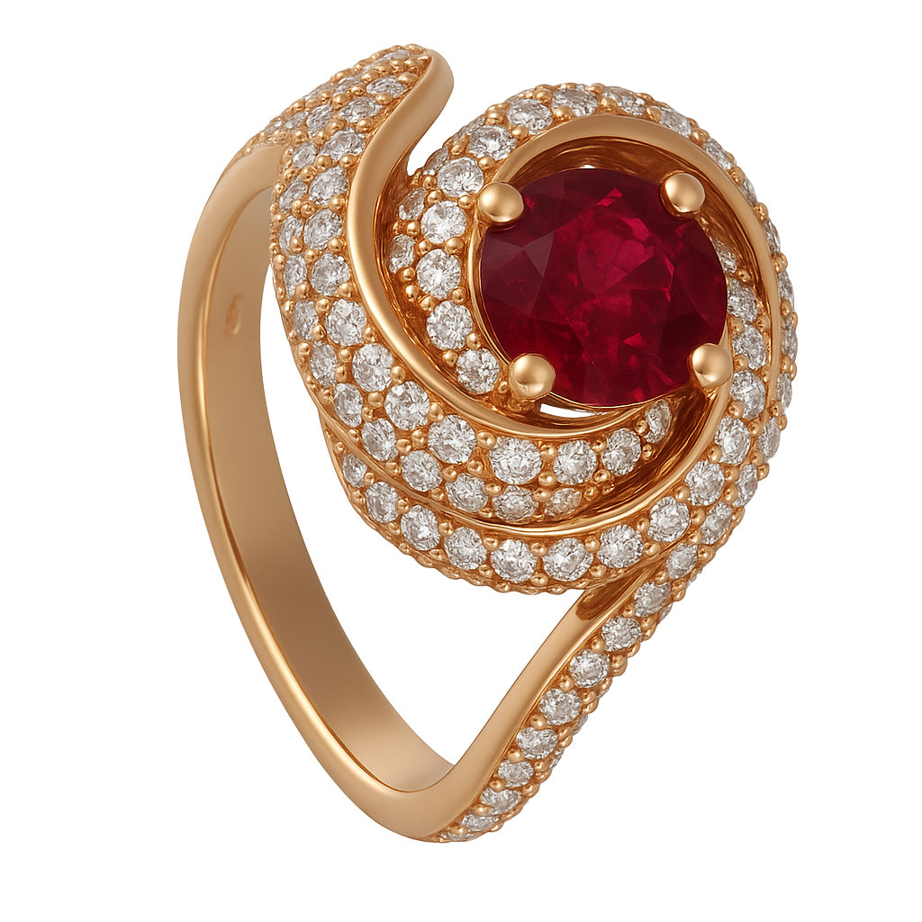 Anello - 18 carati Oro rosa - 2.66ct. tw. Rubino - Diamante