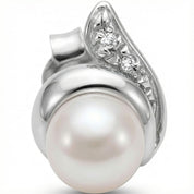 Orecchini - 18 carati Oro bianco - 0.04ct. tw. Diamante (Naturale) - Perla