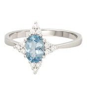 Anello - 18 carati Oro bianco - 0.90ct. tw. Acquamarina - Diamante