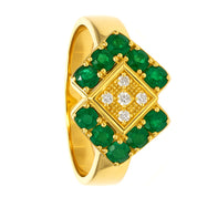 Anello - 18 carati Oro giallo - 0.70ct. tw. Smeraldo - Diamante
