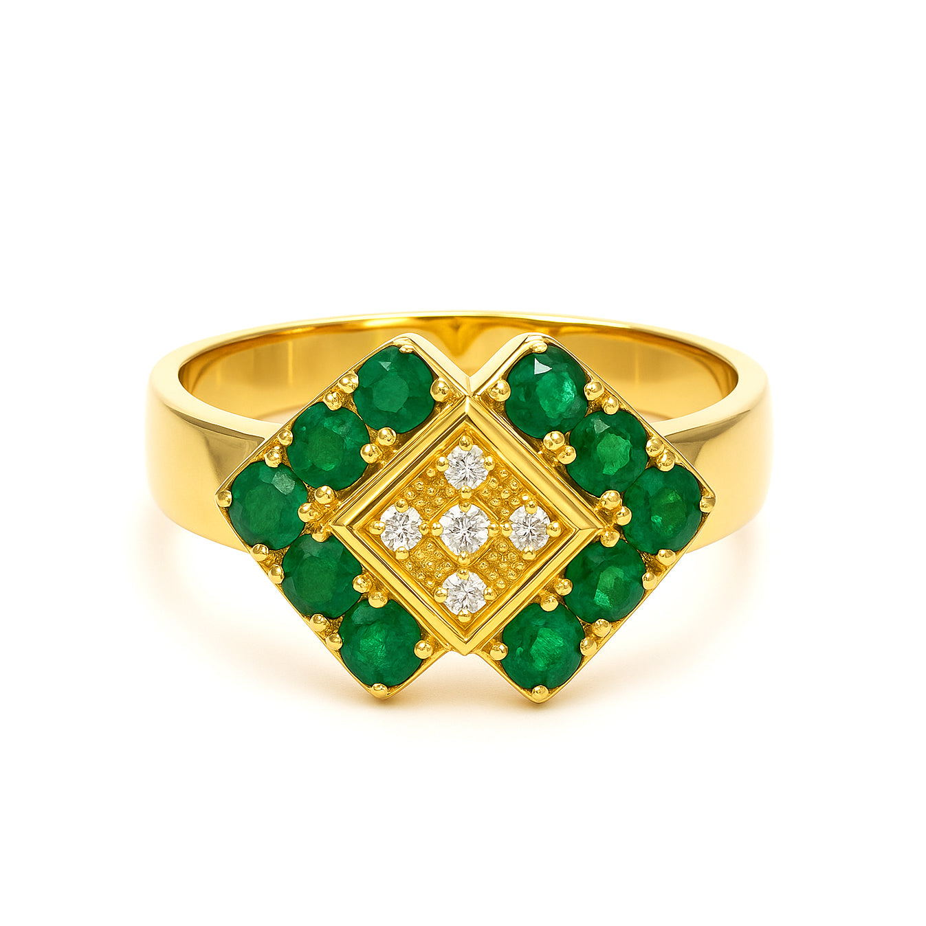 Anello - 18 carati Oro giallo - 0.70ct. tw. Smeraldo - Diamante