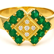 Anello - 18 carati Oro giallo - 0.70ct. tw. Smeraldo - Diamante