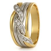 Anello - 18 carati Oro bianco, Oro giallo - 0.09ct. tw. Diamante (Naturale)