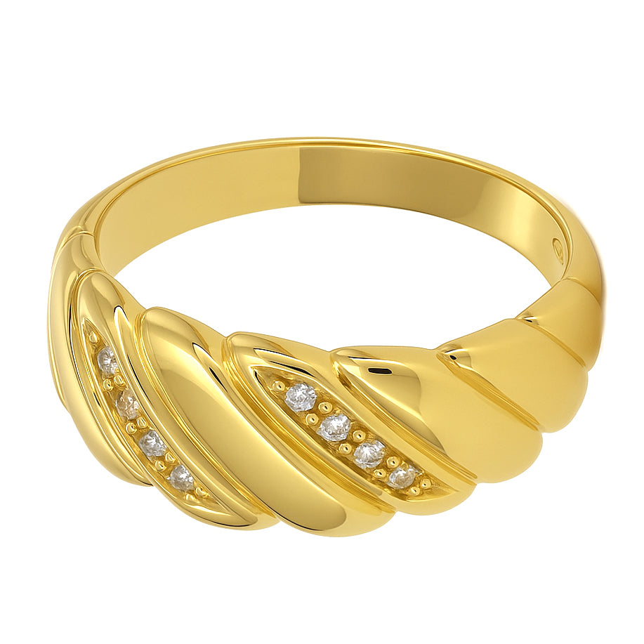 Anello - 18 carati Oro giallo - 0.04ct. tw. Diamante (Naturale)