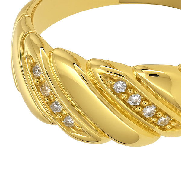 Anello - 18 carati Oro giallo - 0.04ct. tw. Diamante (Naturale)