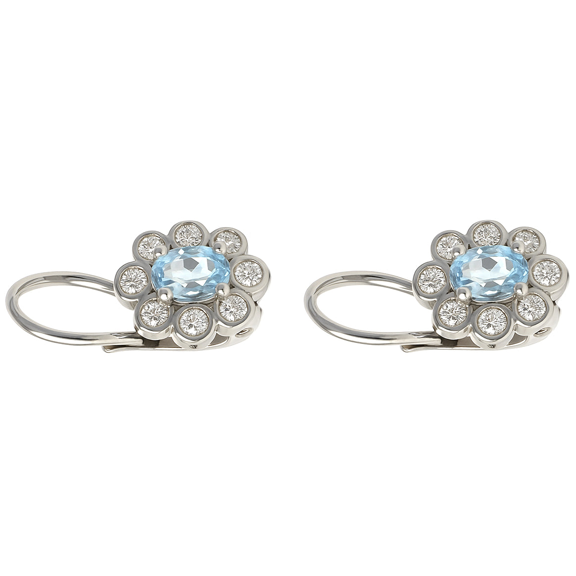 Orecchini - 18 carati Oro bianco - 1.14ct. tw. Acquamarina - Diamante
