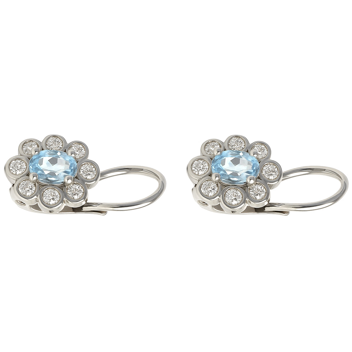 Orecchini - 18 carati Oro bianco - 1.14ct. tw. Acquamarina - Diamante
