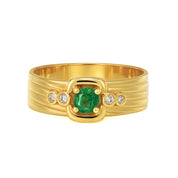 Anello - 18 carati Oro giallo - 0.27ct. tw. Smeraldo - Diamante