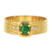 Anello - 18 carati Oro giallo - 0.27ct. tw. Smeraldo - Diamante