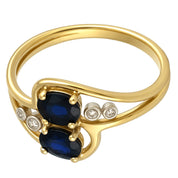 Anello - 18 carati Oro bianco, Oro giallo - 0.76ct. tw. Zaffiro - Diamante