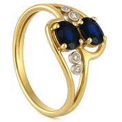 Anello - 18 carati Oro bianco, Oro giallo - 0.76ct. tw. Zaffiro - Diamante