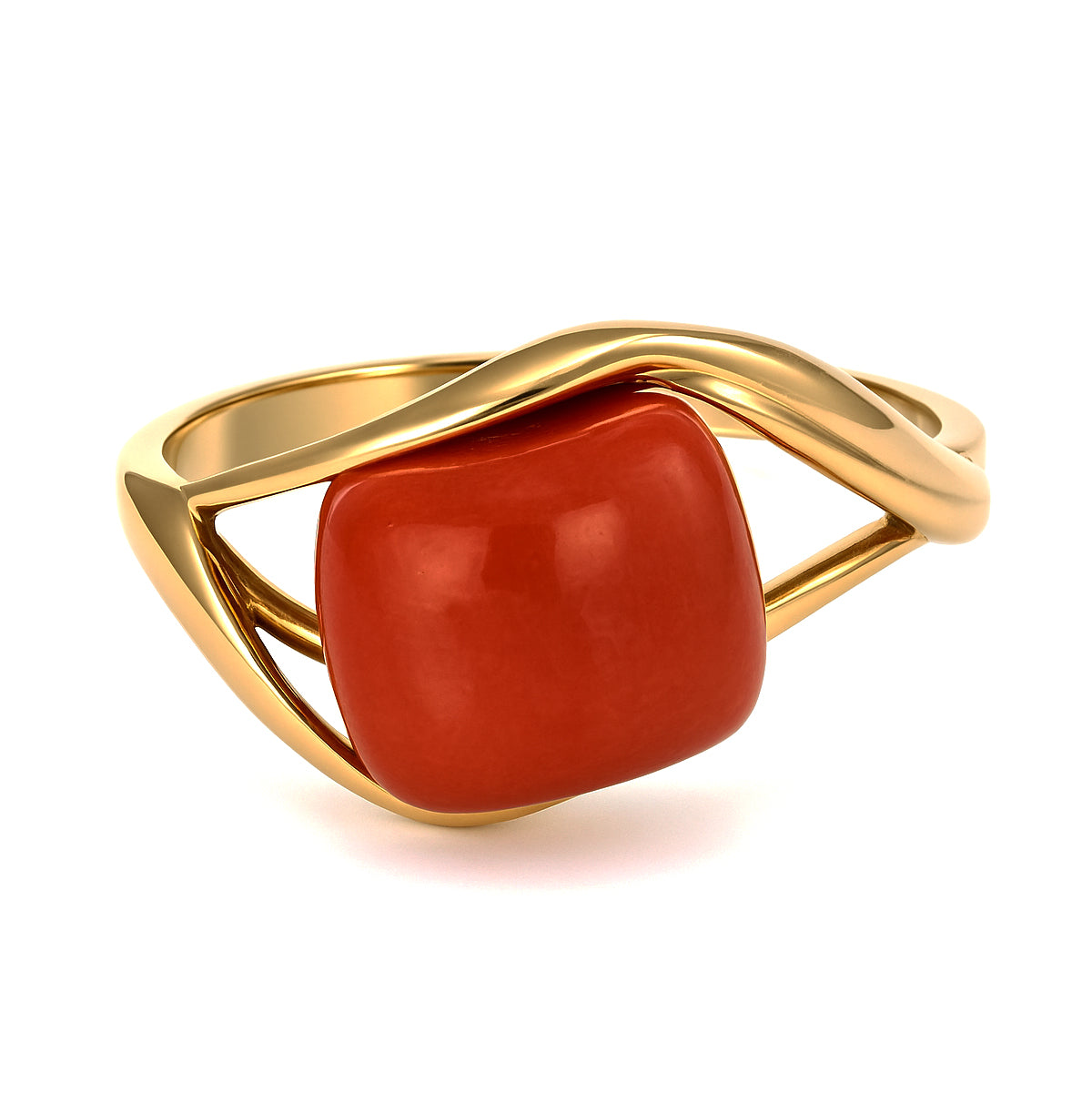 Anello - 18 carati Oro giallo Corallo