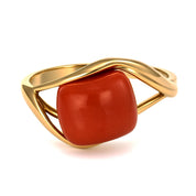 Anello - 18 carati Oro giallo Corallo