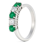 Anello - 18 carati Oro bianco - 0.50ct. tw. Smeraldo - Diamante