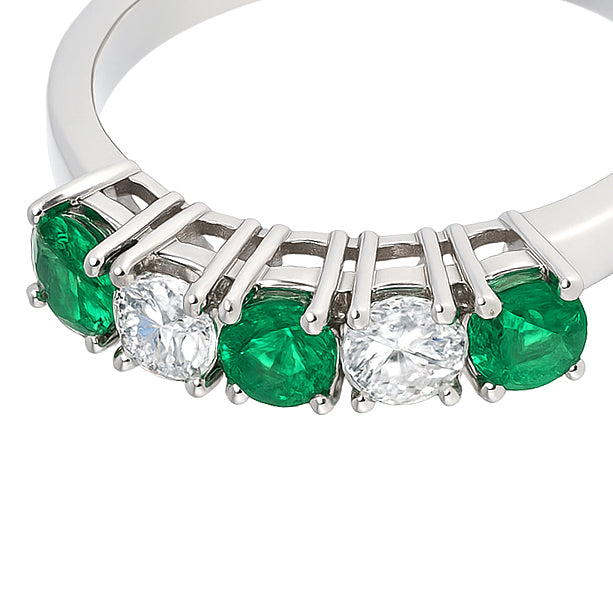 Anello - 18 carati Oro bianco - 0.50ct. tw. Smeraldo - Diamante