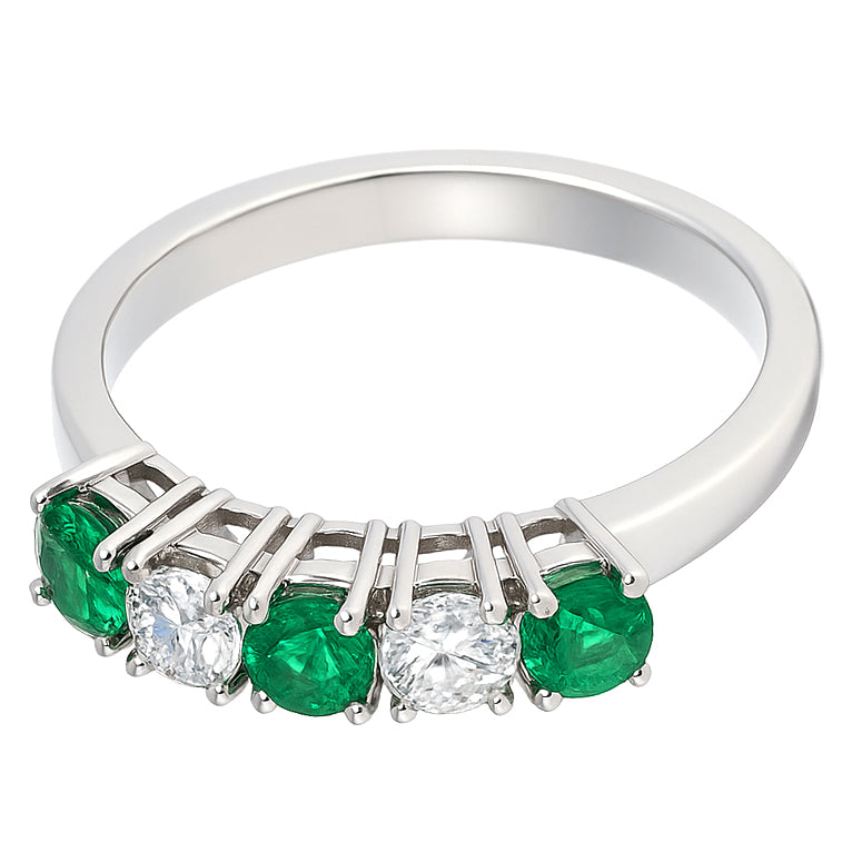 Anello - 18 carati Oro bianco - 0.50ct. tw. Smeraldo - Diamante