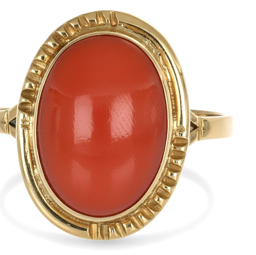 Anello - 18 carati Oro giallo Corallo