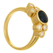 Anello - 18 carati Oro giallo - 0.81ct. tw. Zaffiro - Diamante