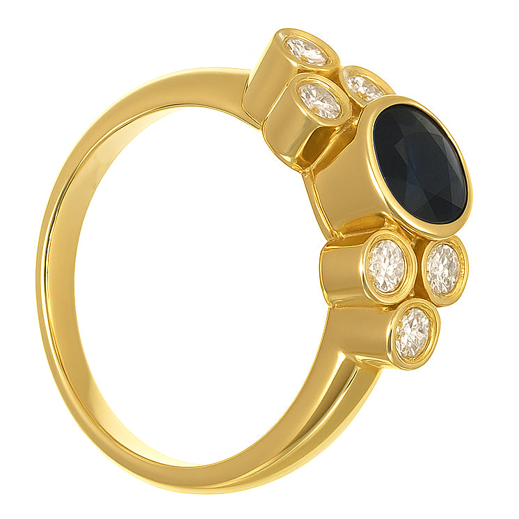 Anello - 18 carati Oro giallo - 0.81ct. tw. Zaffiro - Diamante