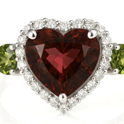 Anello - 18 carati Oro bianco, Diamanti - Tormalina - Peridoto - 3.36ct. tw.