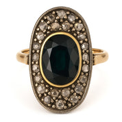 14 carati  Oro giallo, Argento 925 - Anello- Zaffiro -Diamanti