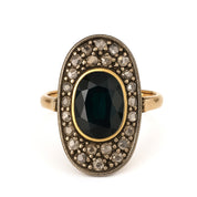 14 carati  Oro giallo, Argento 925 - Anello- Zaffiro -Diamanti