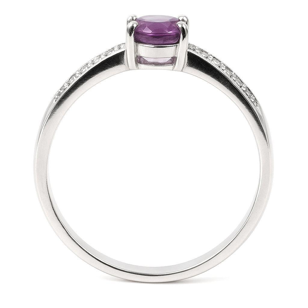 Anello - 18 carati Oro bianco - 0.64ct. tw. Rubino - Diamante