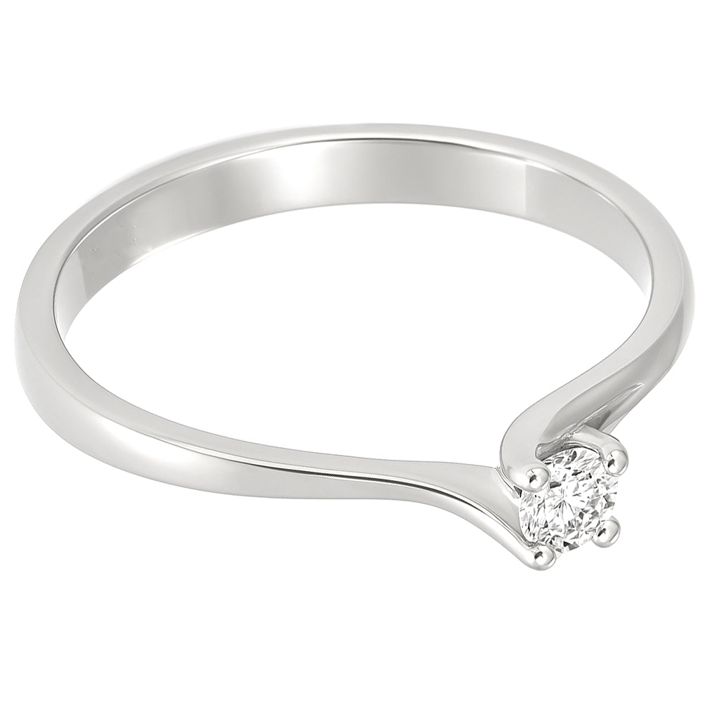 Anello - 18 carati Oro bianco - 0.12ct. tw. Diamante (Naturale)