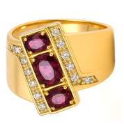 Anello - 18 carati Oro bianco, Oro giallo - 1.34ct. tw. Rubino - Diamante