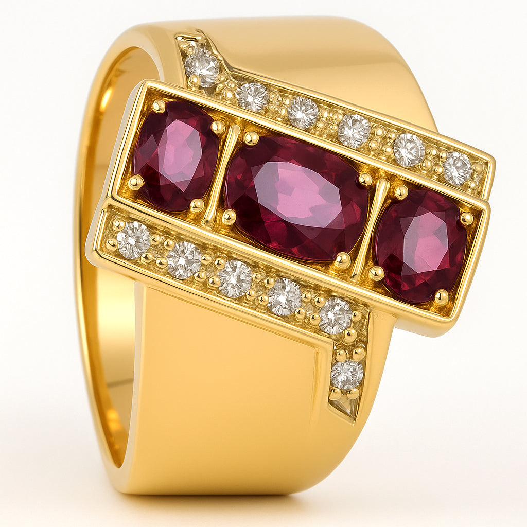 Anello - 18 carati Oro bianco, Oro giallo - 1.34ct. tw. Rubino - Diamante