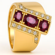 Anello - 18 carati Oro bianco, Oro giallo - 1.34ct. tw. Rubino - Diamante