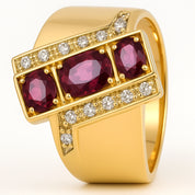 Anello - 18 carati Oro bianco, Oro giallo - 1.34ct. tw. Rubino - Diamante