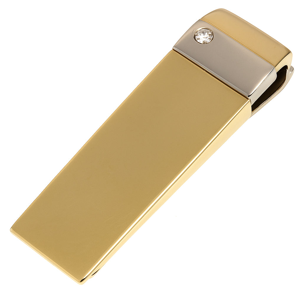 Fermacravatta - 18 carati Oro giallo, Ferma soldi , Oro bianco - 0.03ct. tw. Diamante (Naturale)