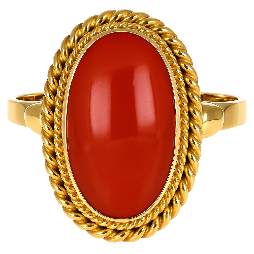 Anello - 18 carati Oro giallo Corallo