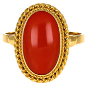 Anello - 18 carati Oro giallo Corallo