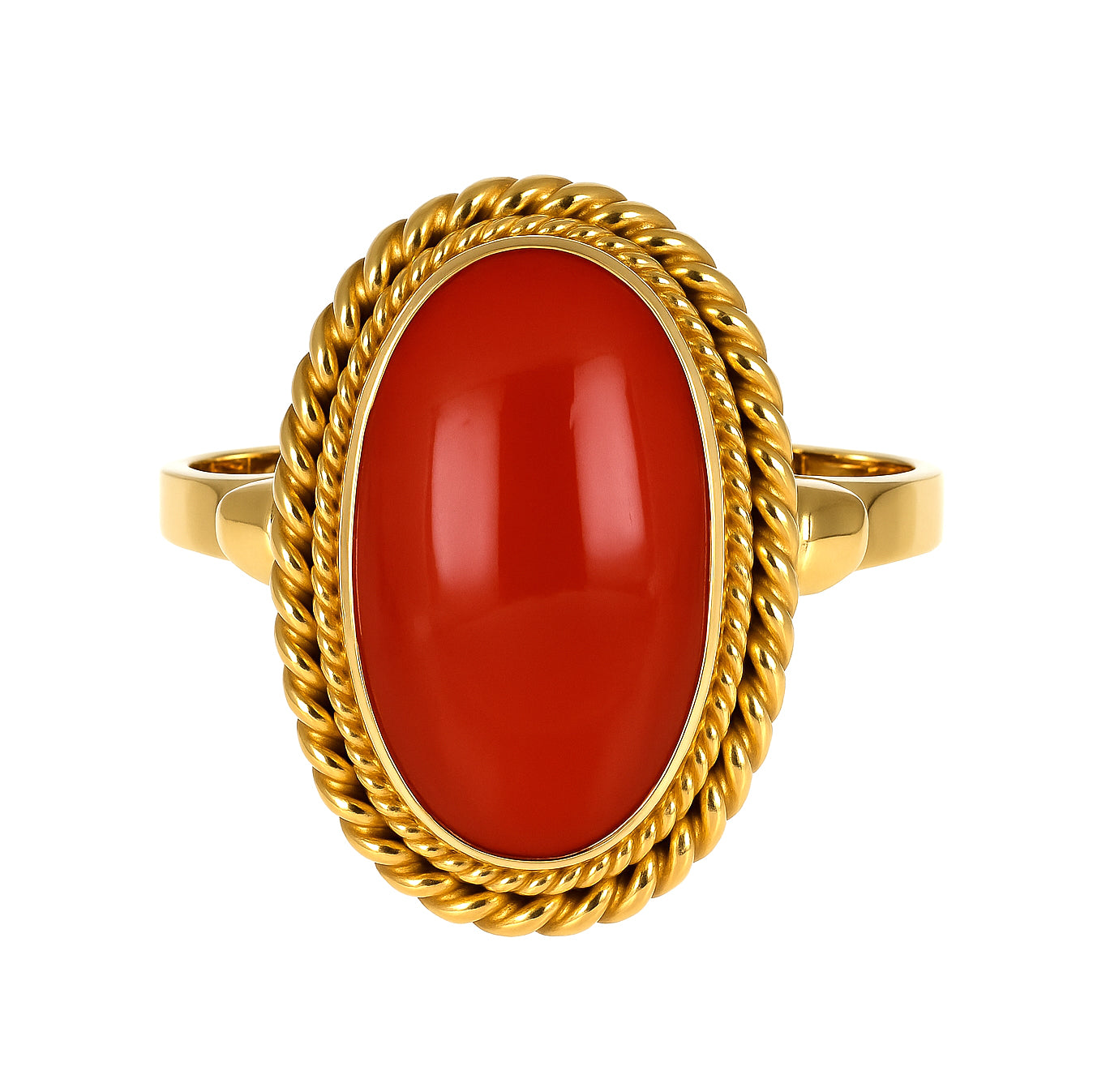 Anello - 18 carati Oro giallo Corallo